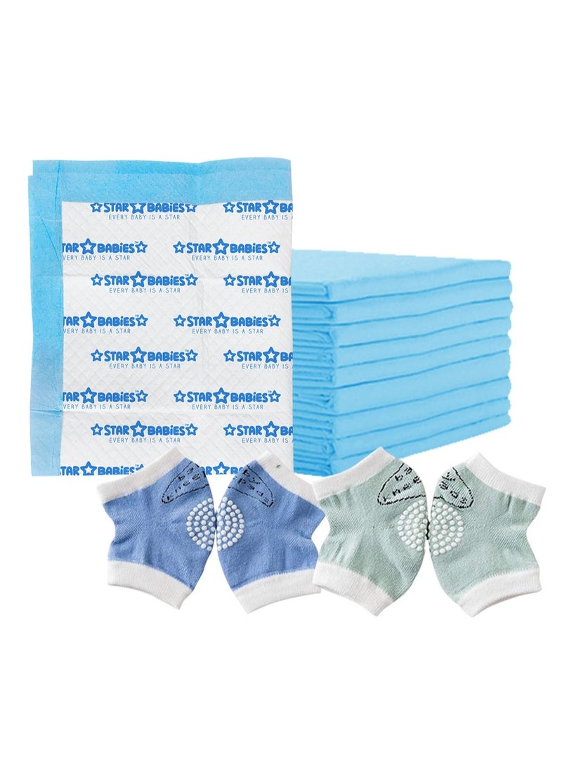 ستار بيبيز حزمة من 2 (10 قطع مطبوعة تغيير الحصير القابل للتصرف + 2 قطعة طفل الركبة) - Image 2