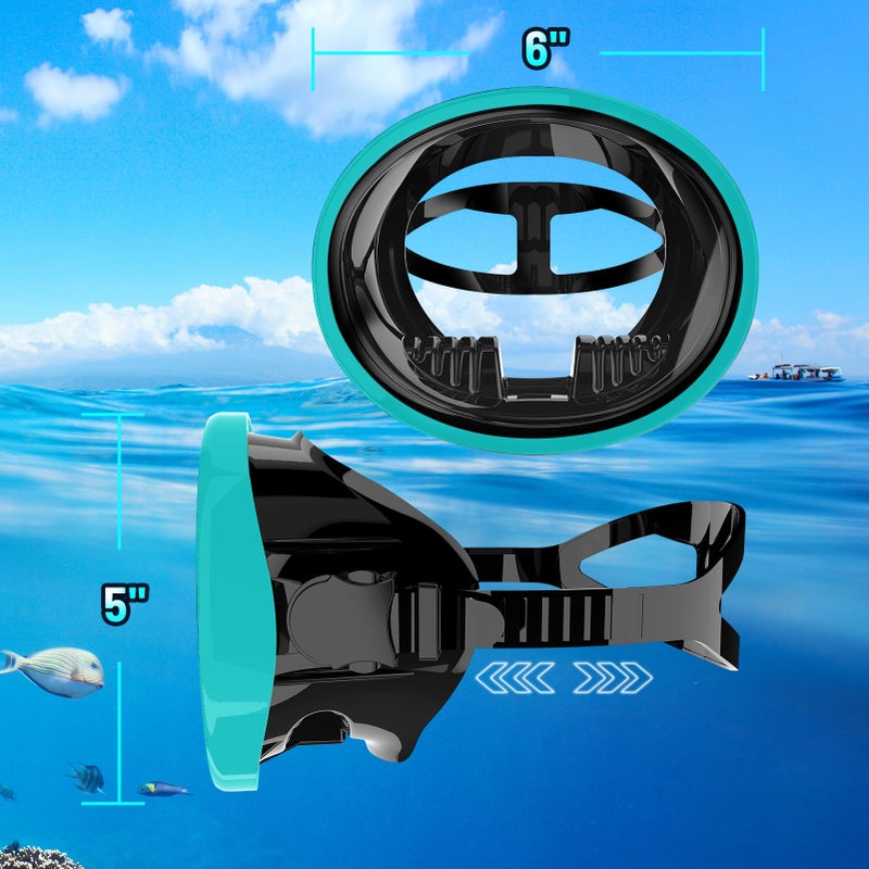 Jwintee Diving Mask Scuba Mask Spearfishing Mask Freediving Water Mask Tempered Glass Oval HD Anti-Fog Scuba Goggles for Adults - Image 4