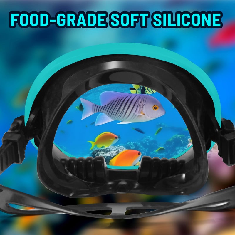 Jwintee Diving Mask Scuba Mask Spearfishing Mask Freediving Water Mask Tempered Glass Oval HD Anti-Fog Scuba Goggles for Adults - Image 5