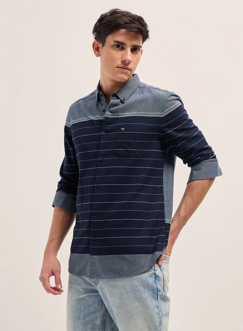 THE BEAR HOUSE Cotton Shirt for Men | Slim Fit, Long Sleeve, Casual or Formal Button-Down | Soft, Breathable Fabric for Work, Everyday, & All-Season Wear in Stylish