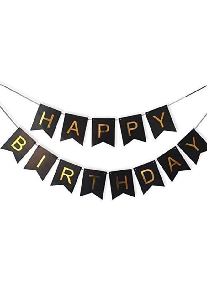 PROMASS Black Happy Birthday Banner Bunting - Image 1