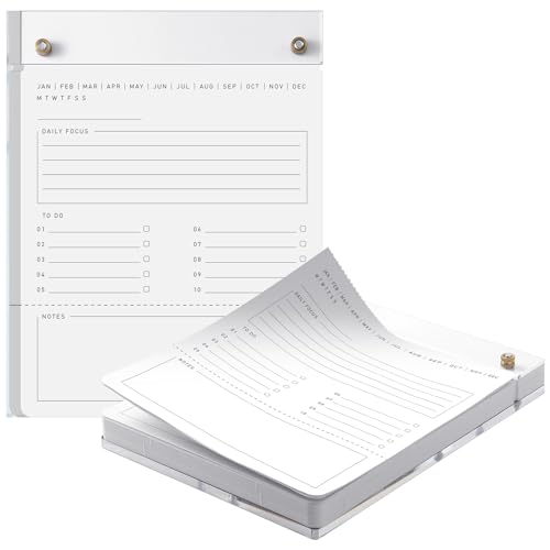 Affrolling Acrylic Drafters Tablet Planner with 100 Sheets Daily Binder Pad - 6.3 W x 8.46 H for Office Home Desk Accessory - Image 1