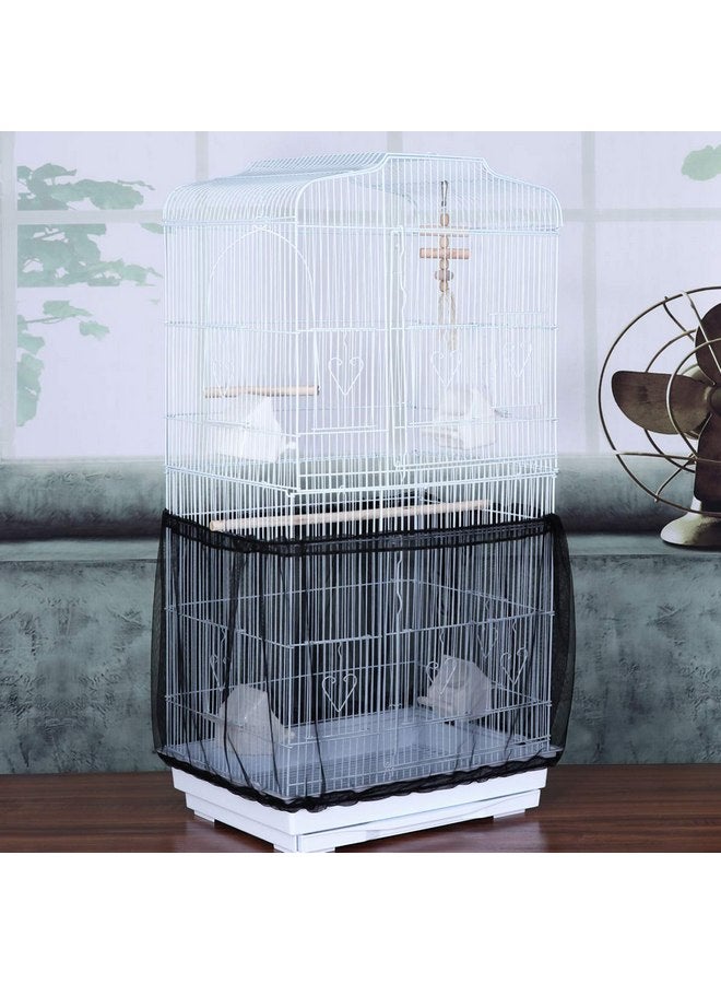 POPETPOP Cage Cover Seed Catcher Birdcage Nylon Mesh Net Cover Skirt (Black)  - Image 1