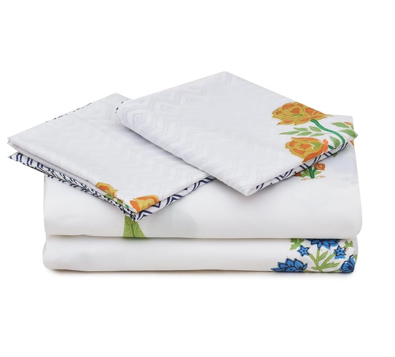 RRC Hand Block Print Bedsheet with Pillow Covers Jaipuri Rajasthani Hand Block Print Cotton 400 TC Double Bed Size 90X108Inches 2 Large Pillow Covers 17X28Inches Green boota Double - Image 2