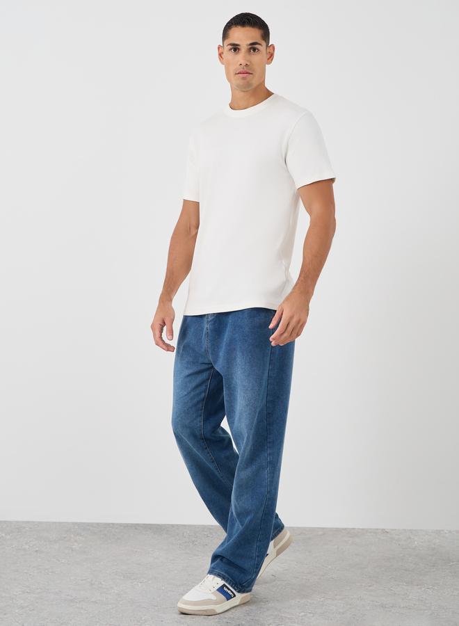 Styli Crew Neck Textured Regular Fit T-Shirt - Image 2