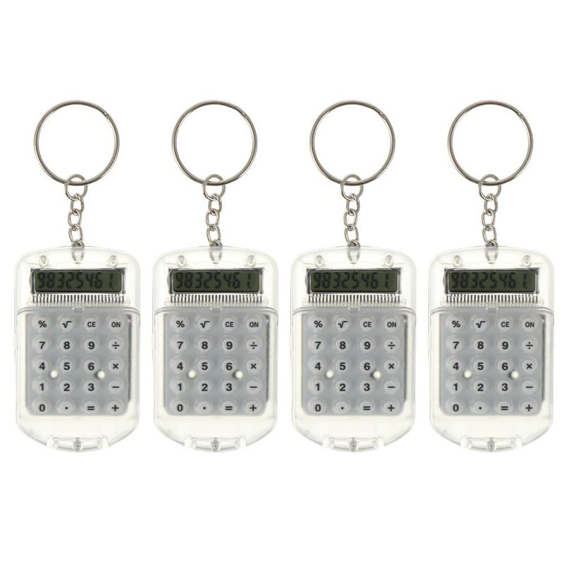 4 Kids Mini Calculator Keychain Set Portable Flip Cover 8 Digit LCD Display Pocket Calculator - Image 2