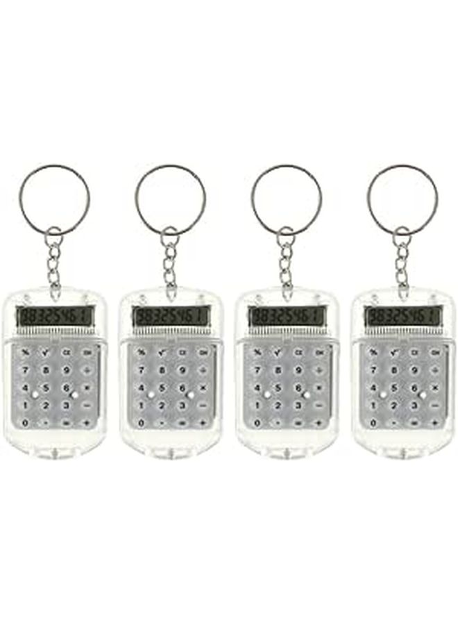 4 Kids Mini Calculator Keychain Set Portable Flip Cover 8 Digit LCD Display Pocket Calculator - Image 1