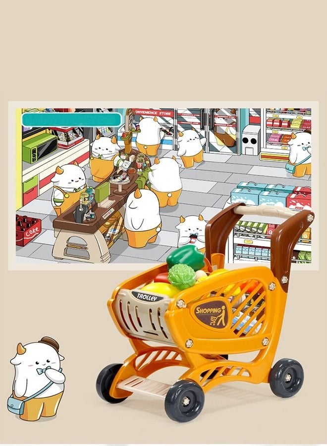 65pcs Home Pretend Supermarket Accessories With Trolley Role Play Set Toy For Kids 85*51*38 - Image 5