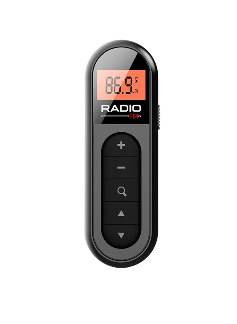 AROAQ Mini Pocket FM Radio, Durable Pocket Clip Radio With 3.5mm Headphones, Rechargeable Portable Radio Receiver With Backlight LCD Display For Walk Jogging Camping, (1pc, Black)  - Image 1