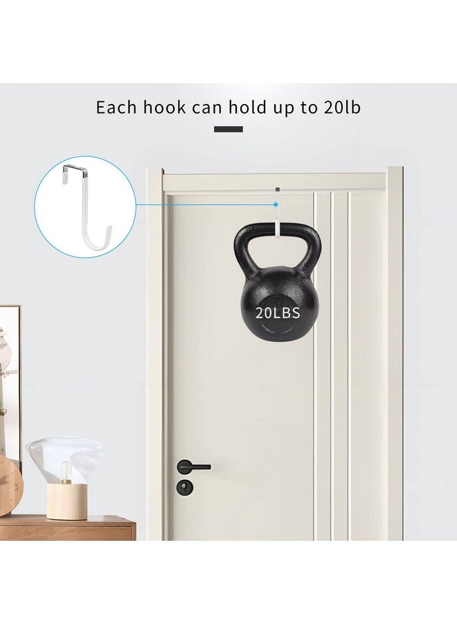أف واي واي خطافات تعليق فوق الباب من FYY، عبوة من 4 خطافات تعليق مطاطية لمنع الخدوش، منظم شديد التحمل لغرفة المعيشة والحمام وغرفة النوم والمطبخ لتعليق الملابس والمناشف والقبعات والمعاطف والحقائب، باللون الأبيض - Image 4