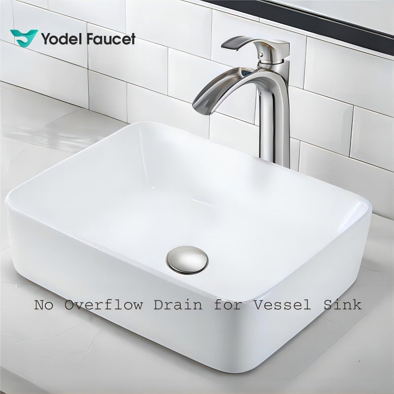 Yodel Faucet Vessel Sink Drain Without Overflow - Bathroom Sink Drain Stopper - Pop Up Drain All Metal - Big Cap Fit For Vessel Or Undermount Sink Brushed Nickel Ydpop-1 - Image 5