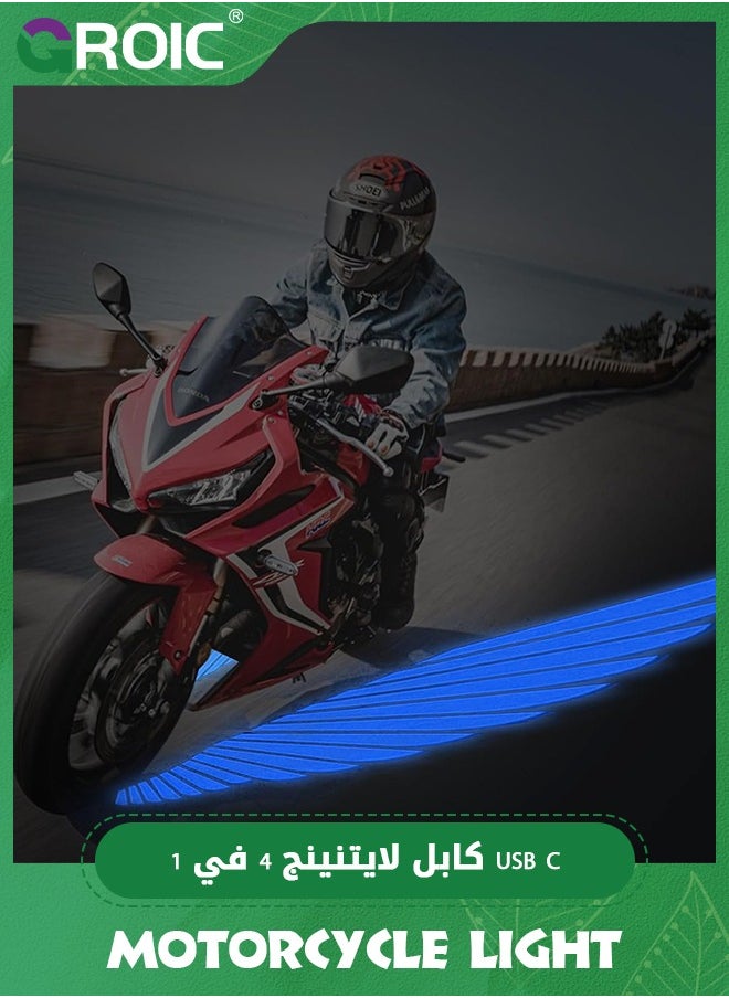 GROIC - Motorcycle LED Underglow Kit, Wings Projection Light Kit,LED Welcome Courtesy Carpet Light,Universal LED Underglow Ghost Shadow Light for Car Motorcycle (Blue) - Image 1
