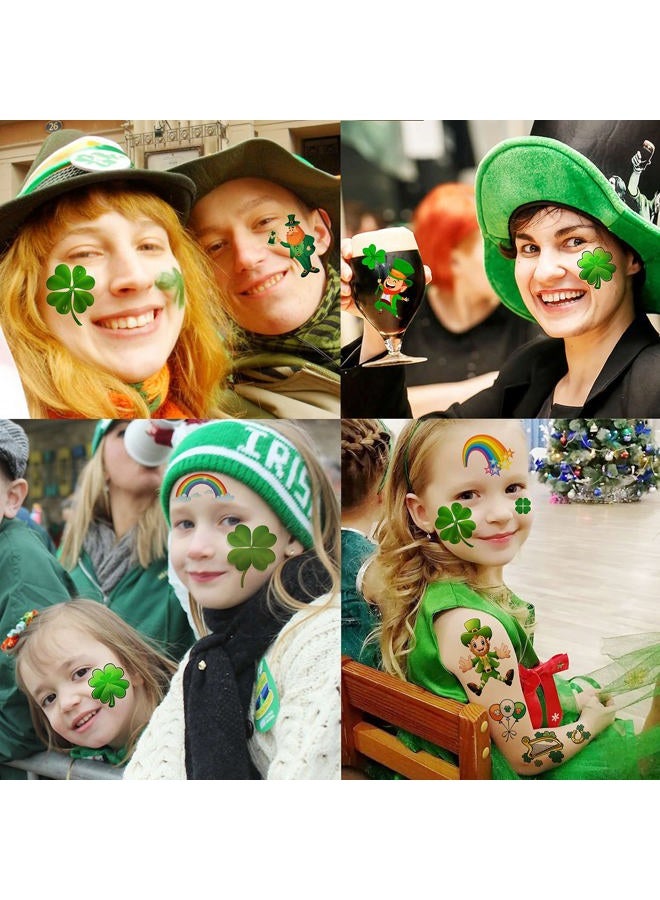 JOEHAPY 229+ PCS St. Patrick's Day Tattoo Stickers For Kids Men Women, Saint St Patricks Day Temporary Tattoos Adult, 28 Sheets Green Shamrock Tattoos Irish Party Favor Supply Lucky Four Leaf Clover - Image 3