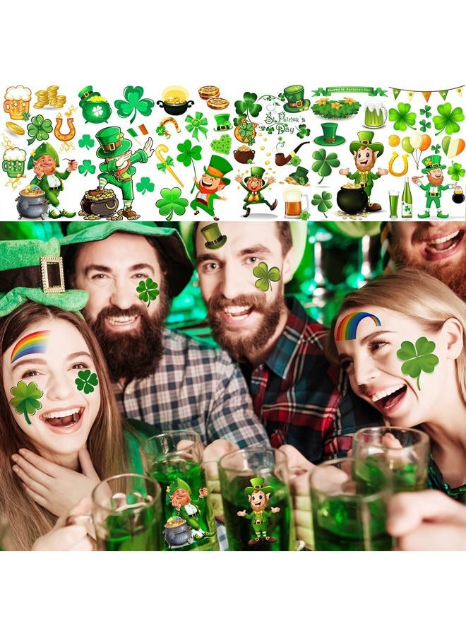 JOEHAPY 229+ PCS St. Patrick's Day Tattoo Stickers For Kids Men Women, Saint St Patricks Day Temporary Tattoos Adult, 28 Sheets Green Shamrock Tattoos Irish Party Favor Supply Lucky Four Leaf Clover - Image 2