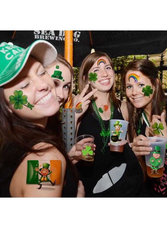 JOEHAPY 229+ PCS St. Patrick's Day Tattoo Stickers For Kids Men Women, Saint St Patricks Day Temporary Tattoos Adult, 28 Sheets Green Shamrock Tattoos Irish Party Favor Supply Lucky Four Leaf Clover - Image 4
