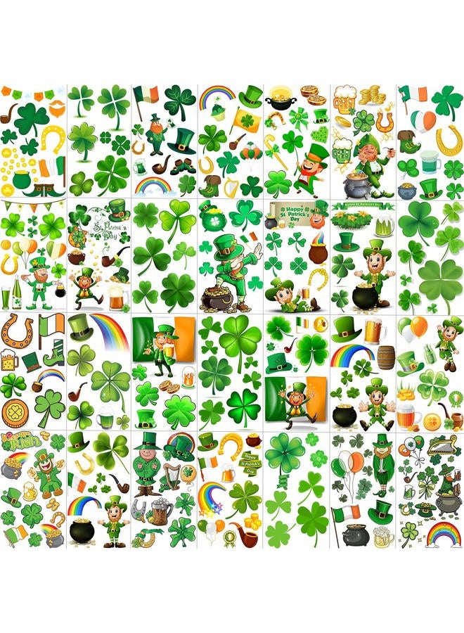 JOEHAPY 229+ PCS St. Patrick's Day Tattoo Stickers For Kids Men Women, Saint St Patricks Day Temporary Tattoos Adult, 28 Sheets Green Shamrock Tattoos Irish Party Favor Supply Lucky Four Leaf Clover - Image 1