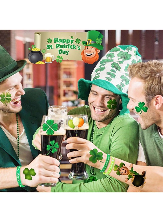 JOEHAPY 229+ PCS St. Patrick's Day Tattoo Stickers For Kids Men Women, Saint St Patricks Day Temporary Tattoos Adult, 28 Sheets Green Shamrock Tattoos Irish Party Favor Supply Lucky Four Leaf Clover - Image 5