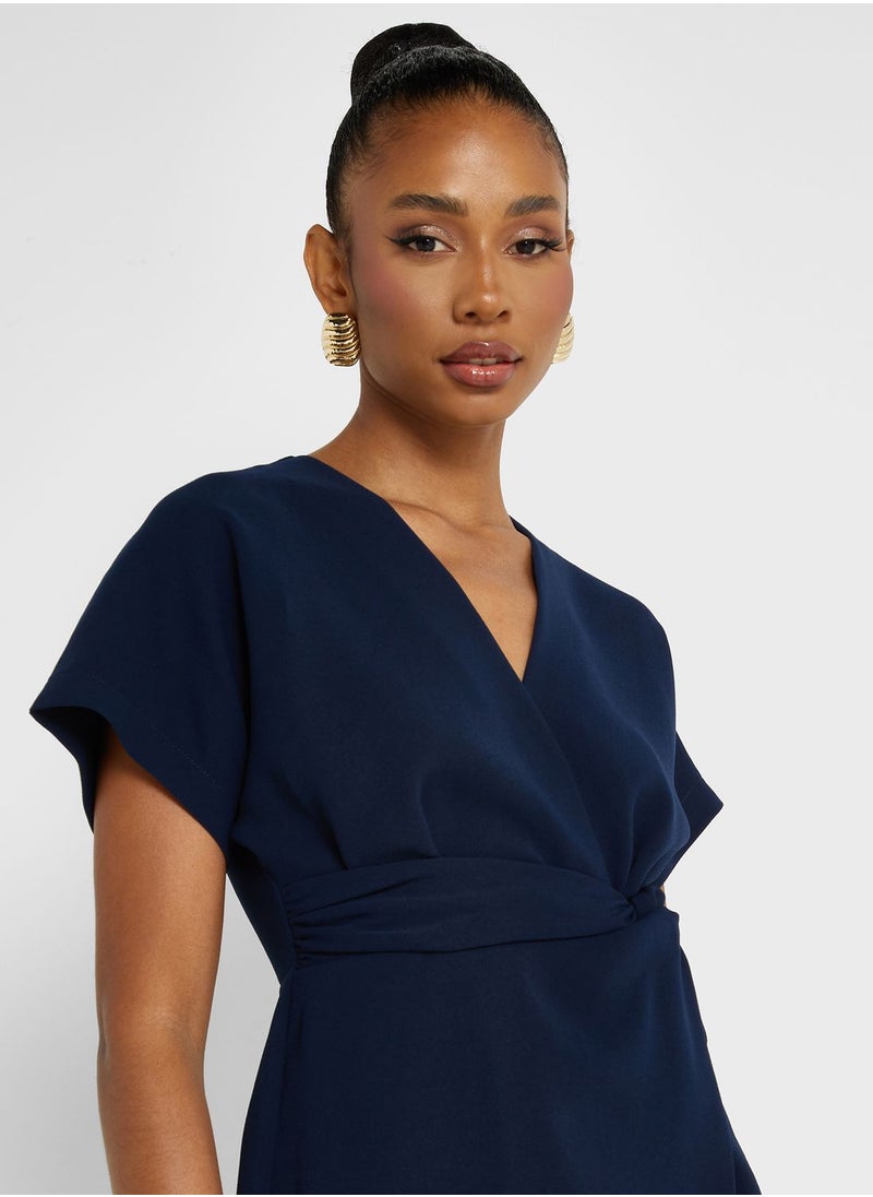 Closet London - V-Neck Side Slit Dress - Image 1