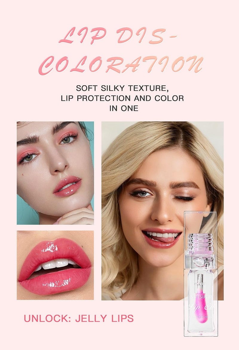 JISKG 2 Pcs Magic Color Changing Lip Oil, Long Lasting Moisturizing Lip CareNon-Sticky Fresh Texture Glimmer Lip Glow Oil. (Magic Color Changing & Pearlescent Color Changing) - Image 2