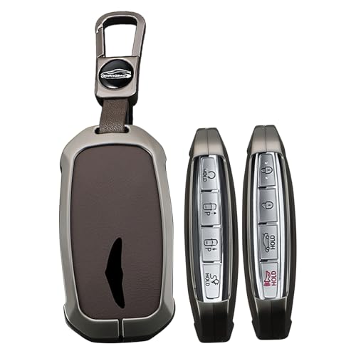 TECART Metal Key Fob Cover Fit for Genesis GV60 GV80 G70 G90 2025 2024 2023 Remote Key Fob Case Holder Key Protector Accessories with Keychain Brown - Image 1