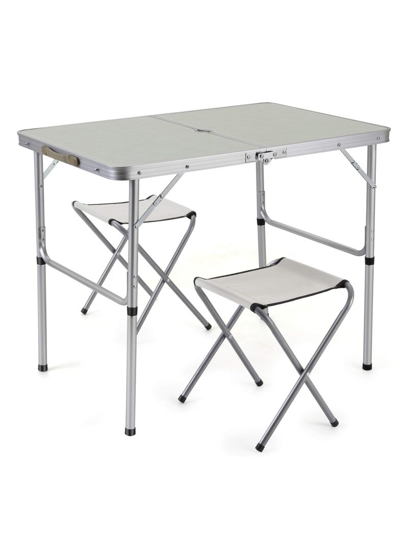 DubaiGallery Camping Table Portable Outdoor Aluminum Folding Table BBQ Camping Table Picnic Folding Tables Candy Light Color Desks+Chairs - Image 2