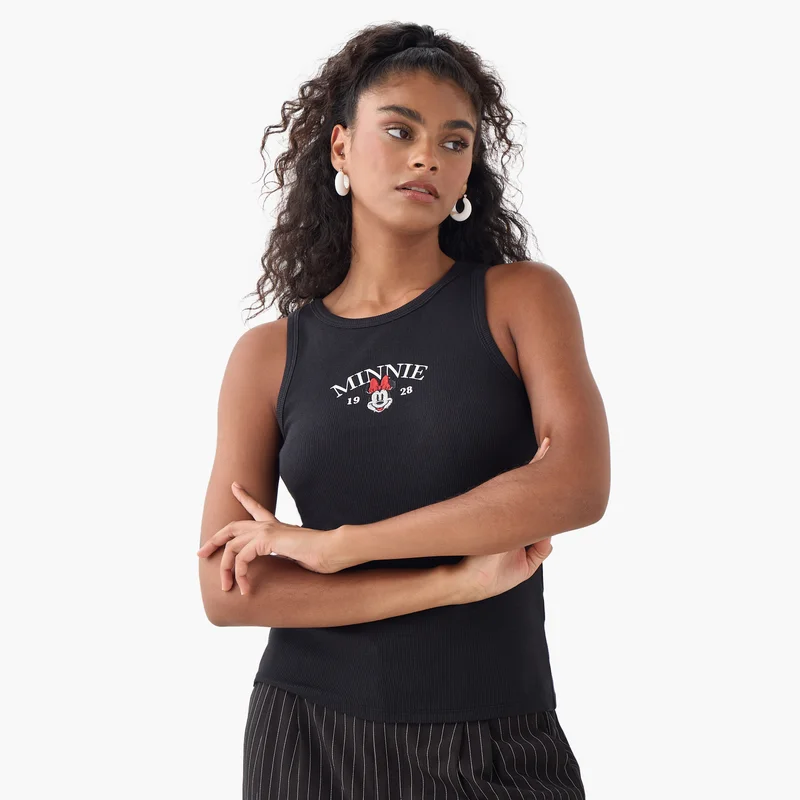 اس بي كاركترز Minnie Mouse Embroidered Ribbed Tank Top