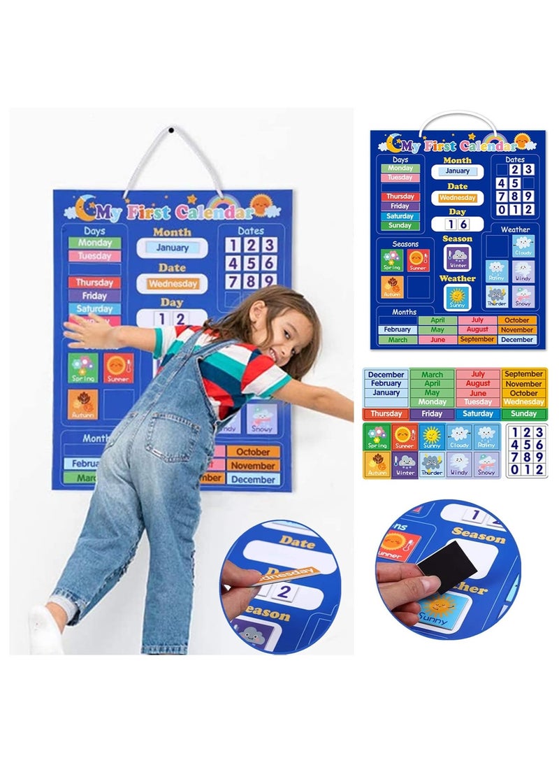سوفام مخطط التعلم بالتقويم المغناطيسي للأطفال، تقويمي اليومي الأول بالتقويم المغناطيسي مخطط تقويم الفصل، محطة الطقس للأطفال لألعاب التعليم قبل المدرسة، مستلزمات المدرسة المنزلية (يومي الأول) - Image 1