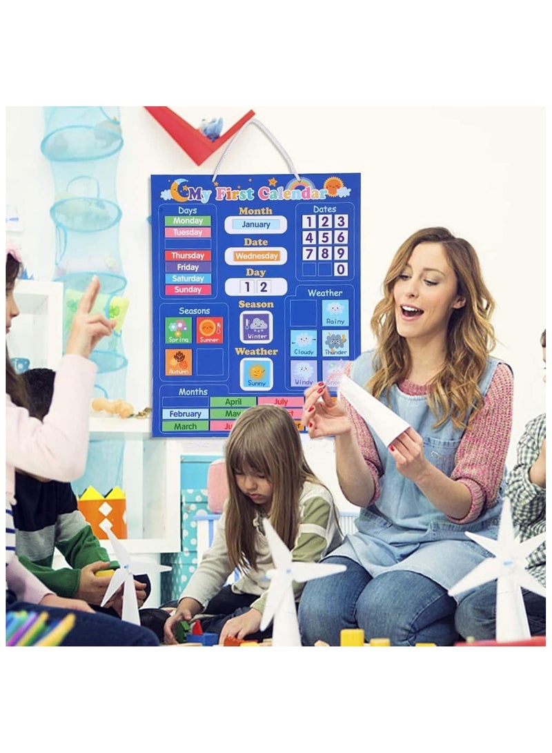 سوفام مخطط التعلم بالتقويم المغناطيسي للأطفال، تقويمي اليومي الأول بالتقويم المغناطيسي مخطط تقويم الفصل، محطة الطقس للأطفال لألعاب التعليم قبل المدرسة، مستلزمات المدرسة المنزلية (يومي الأول) - Image 2