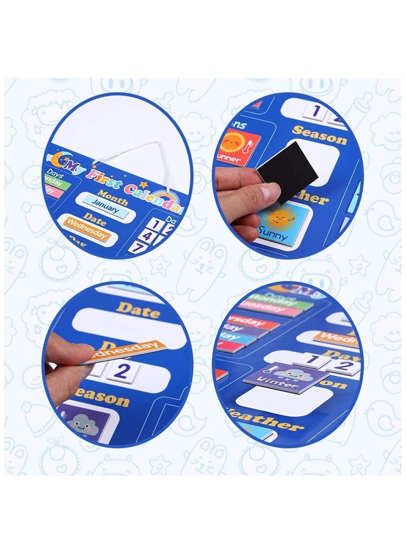 سوفام مخطط التعلم بالتقويم المغناطيسي للأطفال، تقويمي اليومي الأول بالتقويم المغناطيسي مخطط تقويم الفصل، محطة الطقس للأطفال لألعاب التعليم قبل المدرسة، مستلزمات المدرسة المنزلية (يومي الأول) - Image 4