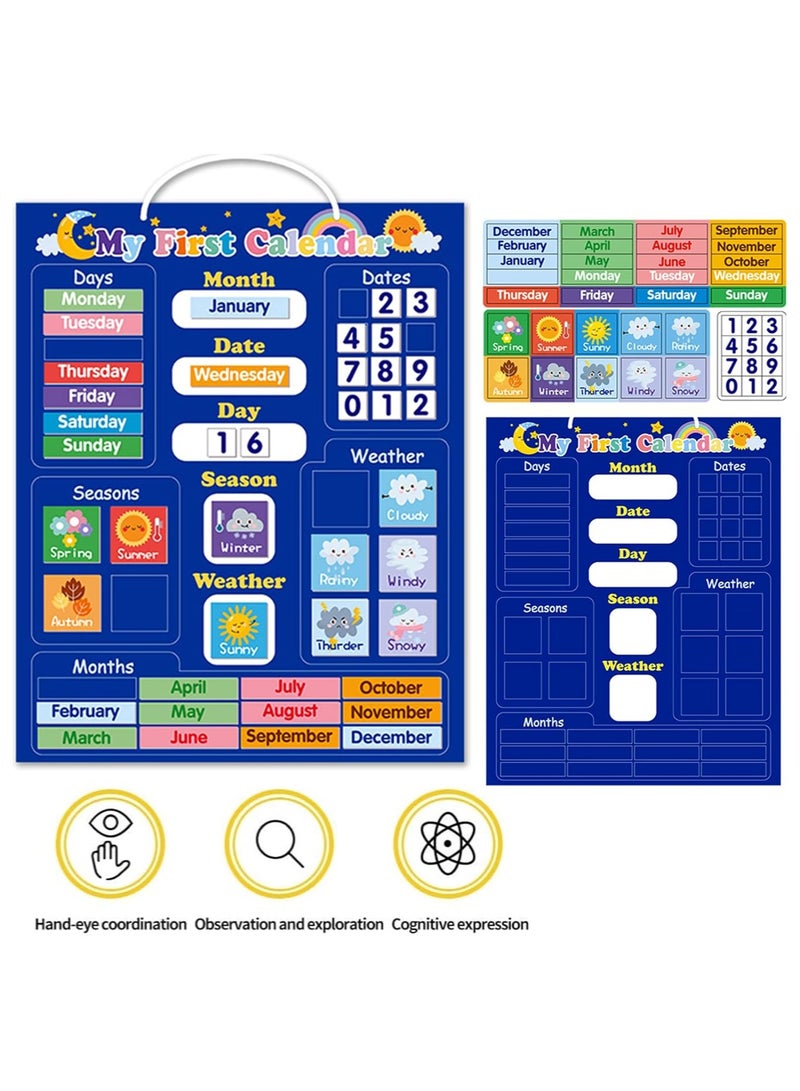 سوفام مخطط التعلم بالتقويم المغناطيسي للأطفال، تقويمي اليومي الأول بالتقويم المغناطيسي مخطط تقويم الفصل، محطة الطقس للأطفال لألعاب التعليم قبل المدرسة، مستلزمات المدرسة المنزلية (يومي الأول) - Image 5