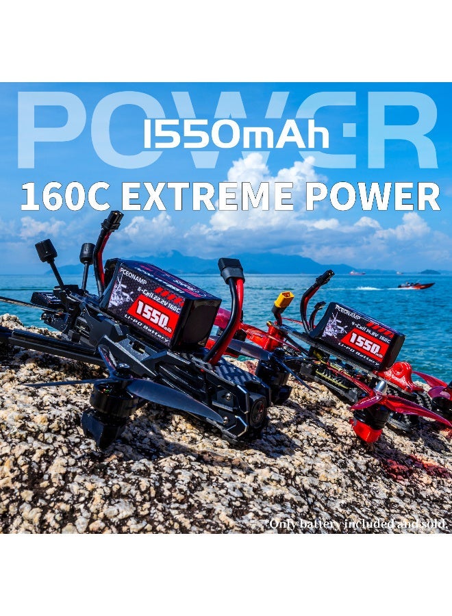 بيسيونأمب 6S ليبو بطارية 1550mAh 22.2V 160C مع XT60 بوس قابل للشحن عالية القدرة RC طائرة بدون طيار بطارية لينة الحالة مناسبة ل RC FPV RC سباق طائرة بدون طيار كوادكوبتر - Image 5