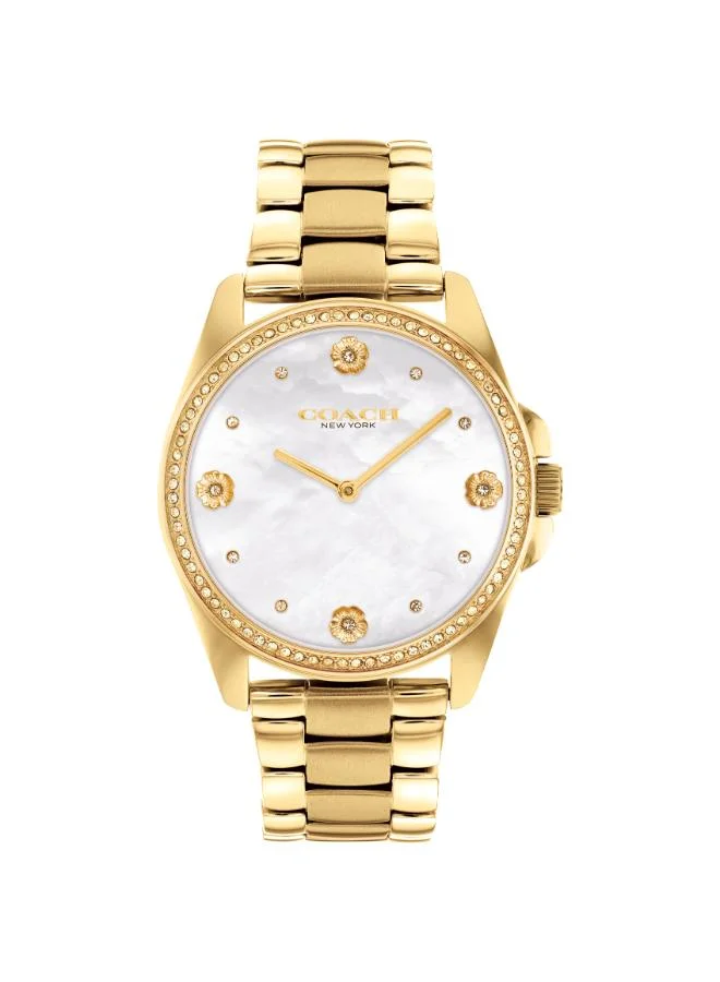 Coach Women's Quartz Watch, Pearl Dial, Stainless Steel Strap