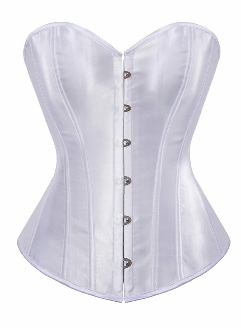 Y&D - Shaper Corsets for Women Satin Cotton Long Torso Hourglass Body Bustier Lingerie Top Overbust Corset Vintage Renaissance Brocade Lace Up Waist Cincher Shapewear M Size - Image 1