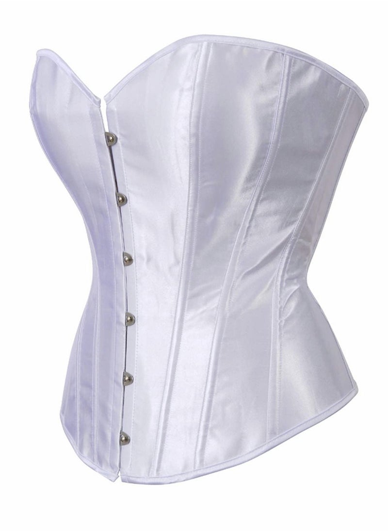 Y&D - Shaper Corsets for Women Satin Cotton Long Torso Hourglass Body Bustier Lingerie Top Overbust Corset Vintage Renaissance Brocade Lace Up Waist Cincher Shapewear M Size - Image 1
