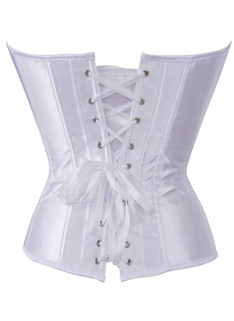 Y&D - Shaper Corsets for Women Satin Cotton Long Torso Hourglass Body Bustier Lingerie Top Overbust Corset Vintage Renaissance Brocade Lace Up Waist Cincher Shapewear M Size - Image 1