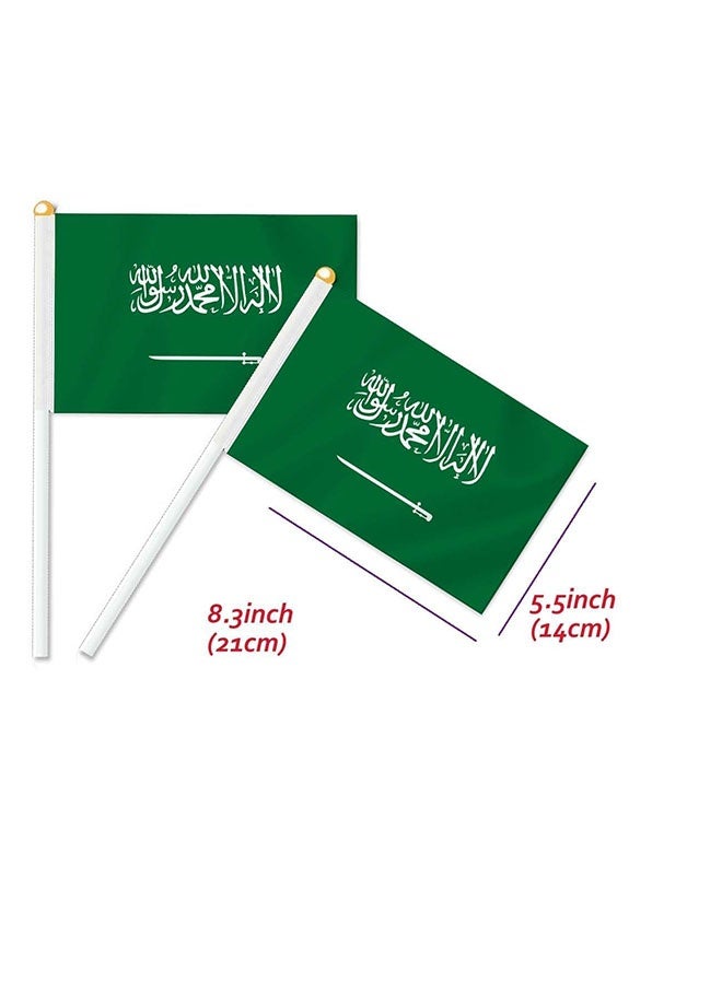 إيليلي 25 علمًا سعوديًا محمولًا باليد، علم سعودي صغير الحجم، علم عصا، لوازم تزيين الحفلات للمسيرات، كأس العالم، فعاليات المهرجانات، المهرجانات الدولية - Image 2