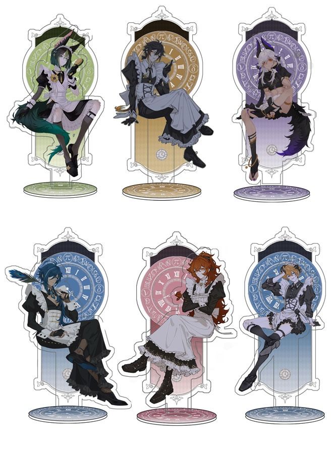 Genshin Impact Stand Figure Acrylic Ornaments Stand Model Collections Peripheral Statue Card Character Proof Series Transparent Figure Model Fans Decoration Collection Desk Decor Toys Cute(6pcs)  - Image 1
