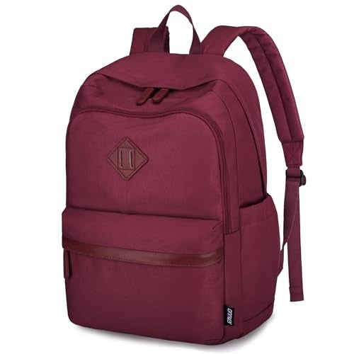 RAVUO Backpack for Women, Water Resistant School Bookbag with 15.6 inch Laptop Compartment Casual College Schoolbag Daypack for Teen Girls,Red - Image 1