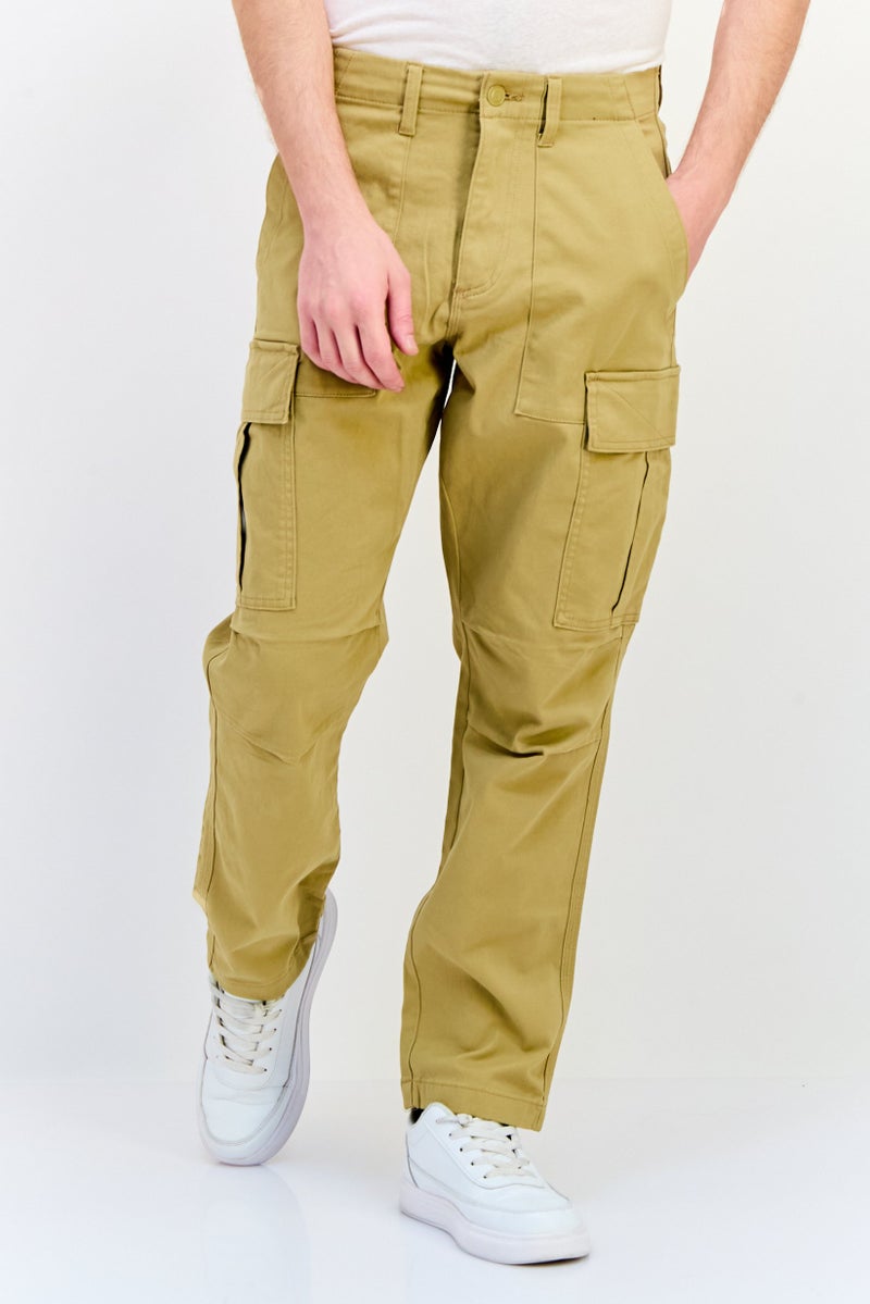 Celio Men Regular Fit Solid Cargo Pants, Khaki - Image 1