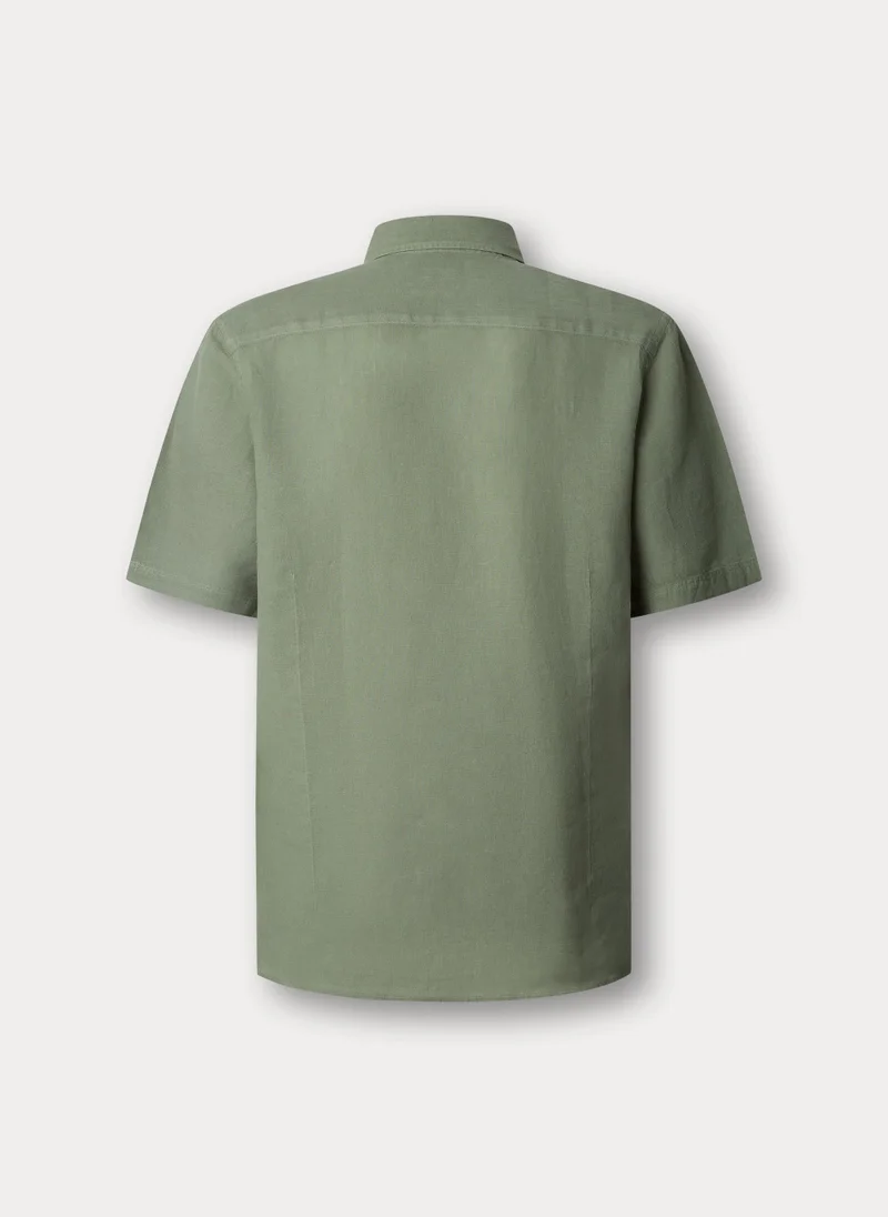 Hackett  Tailored Fit Short Sleeve Linen Shirt for Men | Best Price UAE