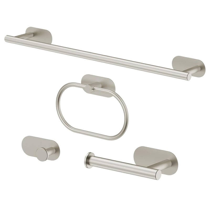 Plantex Stainless Steel Self Adhesive 16 inch Towel Holder/Napkin Holder/Paper Holder/Robe Hook for Bathroom/Bathroom Accessories - 4 Pcs Combo (Matt) - Image 1