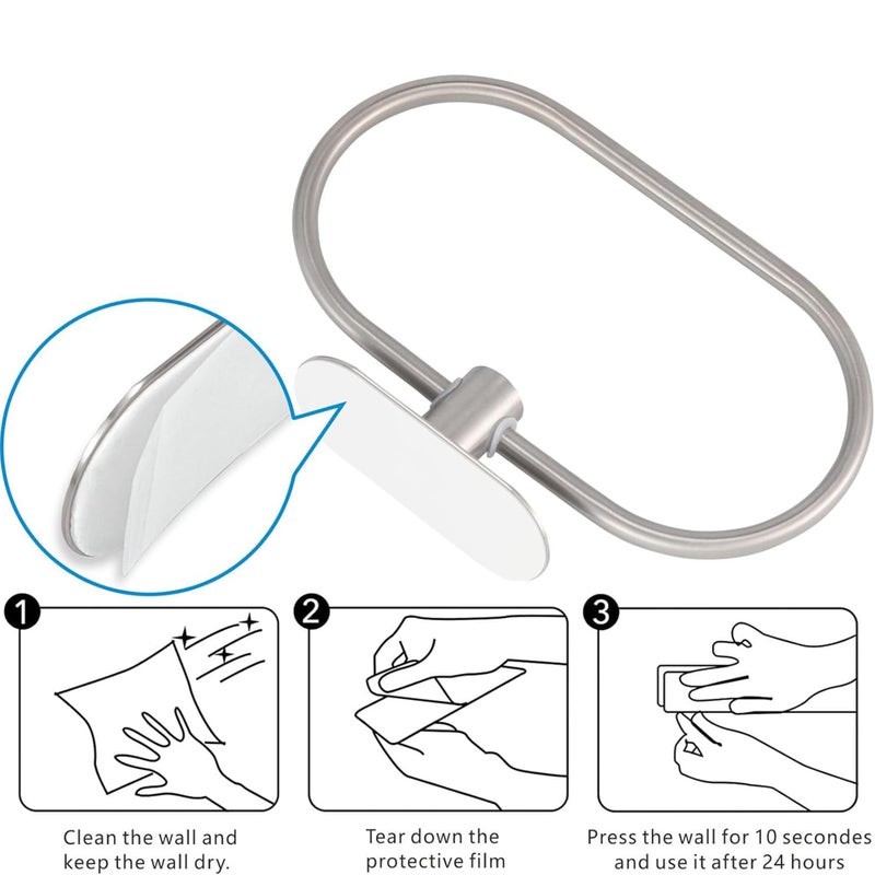 Plantex Stainless Steel Self Adhesive 16 inch Towel Holder/Napkin Holder/Paper Holder/Robe Hook for Bathroom/Bathroom Accessories - 4 Pcs Combo (Matt) - Image 3