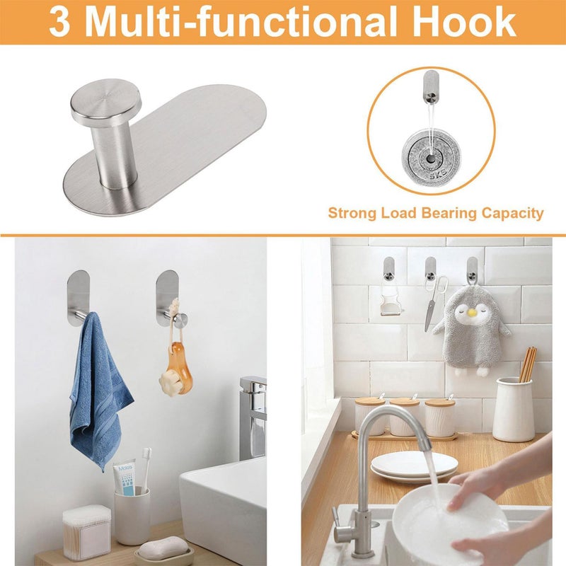 Plantex Stainless Steel Self Adhesive 16 inch Towel Holder/Napkin Holder/Paper Holder/Robe Hook for Bathroom/Bathroom Accessories - 4 Pcs Combo (Matt) - Image 5