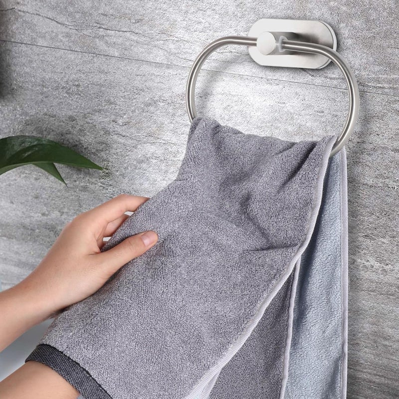 Plantex Stainless Steel Self Adhesive 16 inch Towel Holder/Napkin Holder/Paper Holder/Robe Hook for Bathroom/Bathroom Accessories - 4 Pcs Combo (Matt) - Image 2