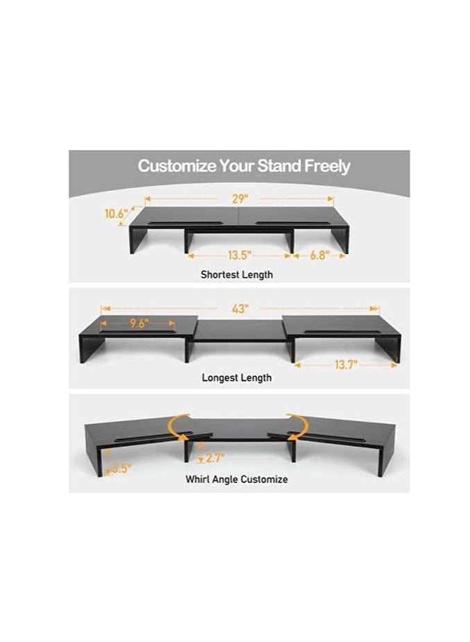 Arabest Dual Monitor Stand Riser，Rotatable Printers.or Stand Riser，Computer Monitor Mounts,Desk Organizer,Suitable for laptops, desktops，Phone Holder and Cable Management  - Image 2