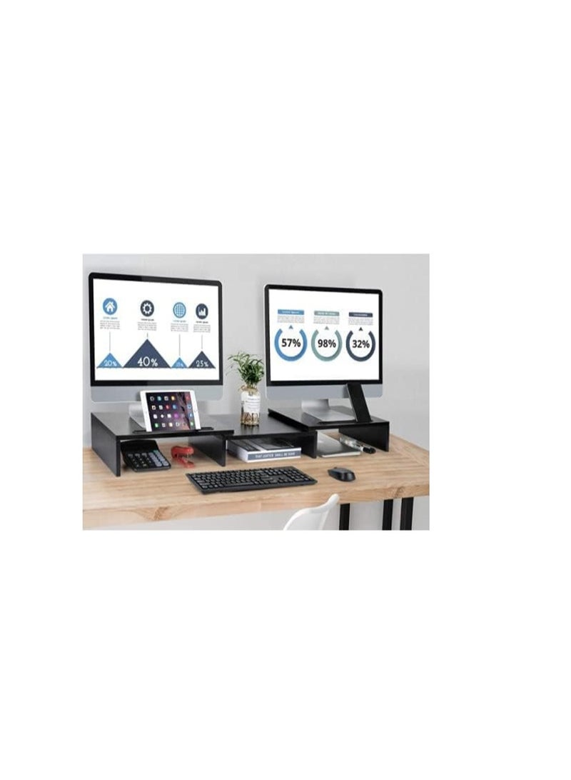 Arabest Dual Monitor Stand Riser，Rotatable Printers.or Stand Riser，Computer Monitor Mounts,Desk Organizer,Suitable for laptops, desktops，Phone Holder and Cable Management  - Image 5