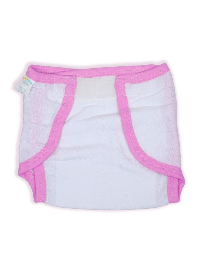 1st Step Washable And 100% Cotton Nappies (White & Pink Medium) - Image 4