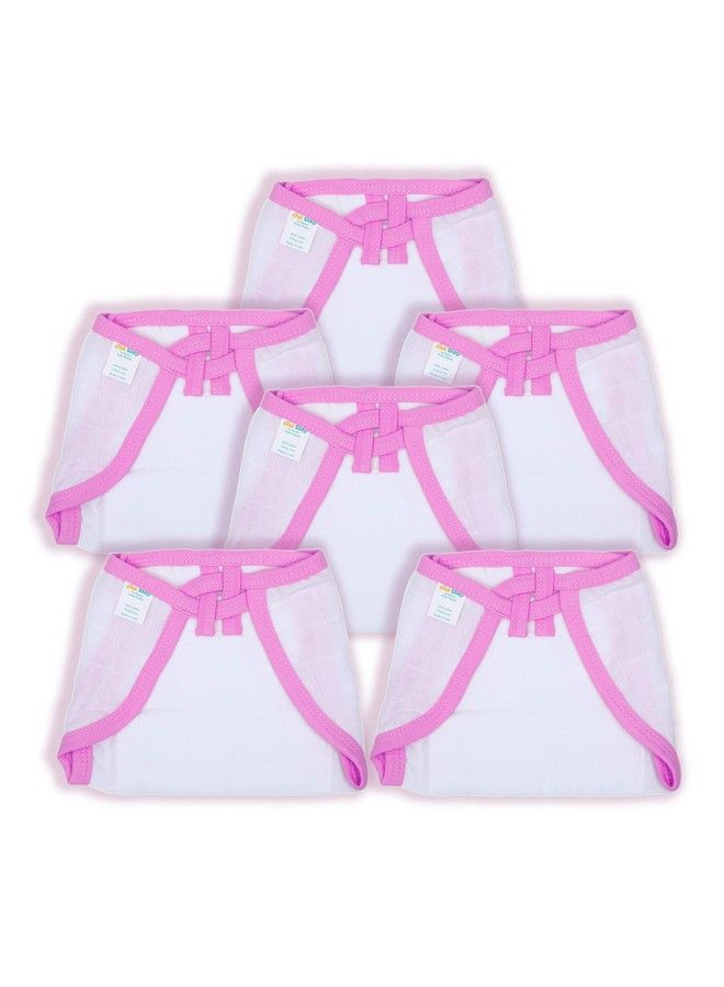 1st Step Washable And 100% Cotton Nappies (White & Pink Medium) - Image 1