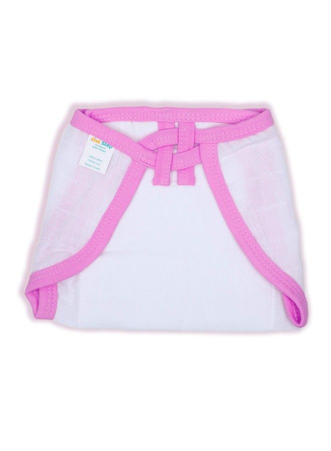 1st Step Washable And 100% Cotton Nappies (White & Pink Medium) - Image 3