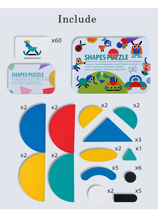 Toddlers Wooden Pattern Shape Puzzle Animals Jigsaw，Montessori Educational Toys，Toys Sorting and Stacking Games for Toddlers Kids Boys Girls Age 3+ Years Old - Image 3